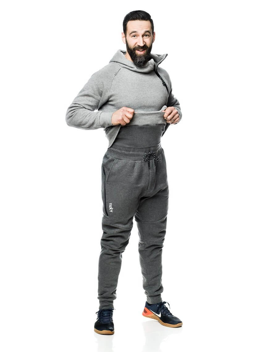 NWT Tuxy Lounge Suit Mens L Gray One-Piece Hooded Sweatsuit factory Track Suit 2-Tone